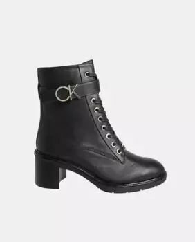 Женские кожаные ботильоны черного цвета на блочном каблуке Calvin Klein, черный