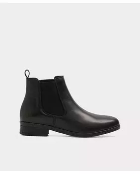 Женские кожаные ботильоны черного цвета с круглым носком Aldo, черный