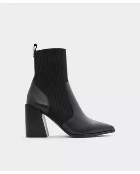 Женские кожаные ботильоны черного цвета с острым носком Aldo, черный