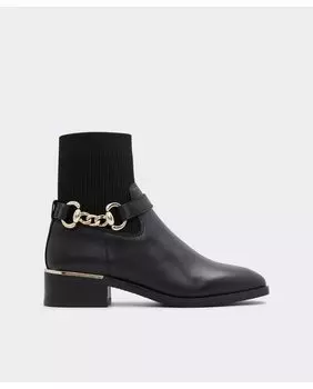 Женские кожаные ботильоны черного цвета с квадратным носком Aldo, черный