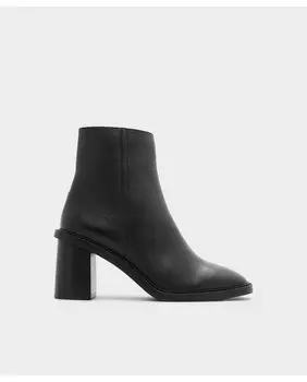 Женские кожаные ботильоны черного цвета с круглым носком Aldo, черный