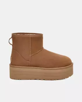 Женские кожаные ботильоны Classic Mini на платформе UGG, цвет Camel