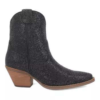 Женские кожаные ботильоны динго со стразами в стиле ковбой Dingo, черный