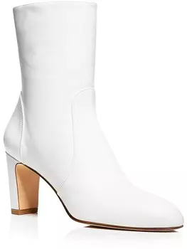Женские кожаные ботильоны до середины икры Stuart Weitzman, цвет Cream