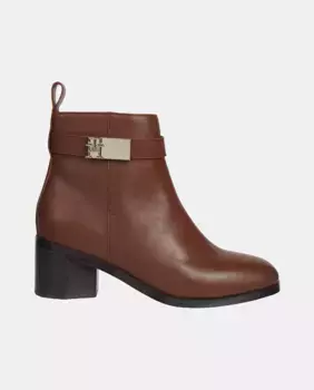 Женские кожаные ботильоны на блочном каблуке Tommy Hilfiger, коричневый