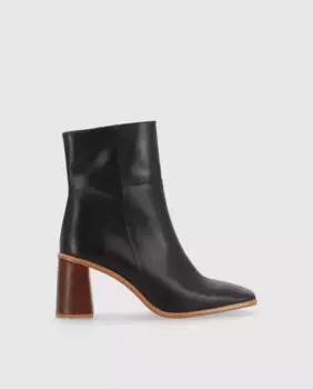 Женские кожаные ботильоны на блок-каблуке и квадратном носке Alohas, коричневый