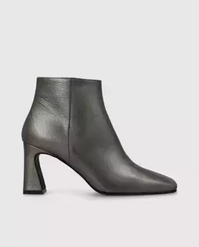 Женские кожаные ботильоны на каблуке с квадратным носком Lodi, серый
