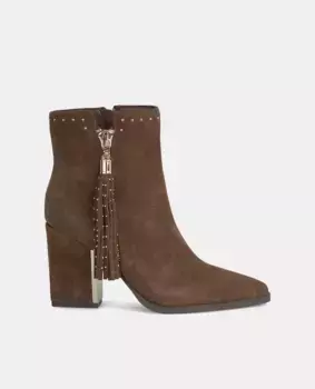 Женские кожаные ботильоны на каблуке с кисточками Alma en Pena, коричневый