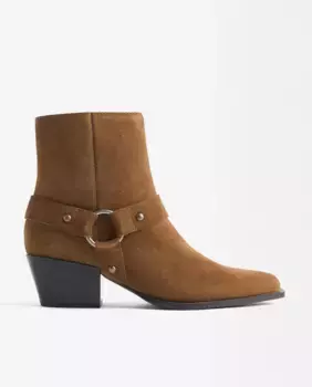 Женские кожаные ботильоны на косточках и заклепках однотонного цвета Parfois, коричневый