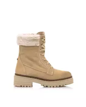 Женские кожаные ботильоны на плоской подошве с меховой отделкой Mustang, цвет Natural