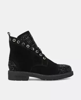 Женские кожаные ботильоны на плоской подошве со шнурками Alma en Pena, черный