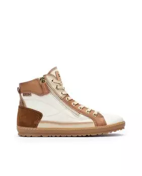 Женские кожаные ботильоны на шнурках и боковой молнии белого цвета Pikolinos, белый