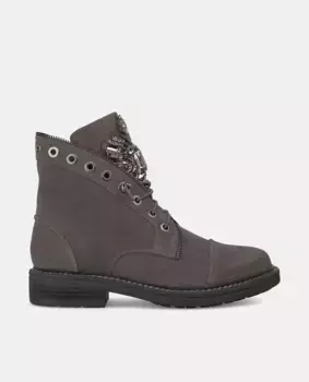 Женские кожаные ботильоны на шнуровке Alma en Pena, серый