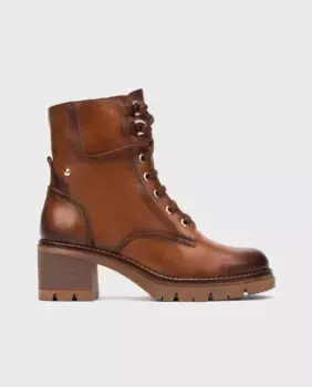 Женские кожаные ботильоны на шнуровке и боковой молнии Pikolinos, коричневый