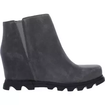 Женские кожаные ботильоны на танкетке Sorel, серый