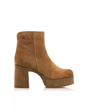 Женские кожаные ботильоны на высоком каблуке с платформой Mustang, коричневый