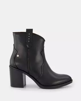 Женские кожаные ботильоны Rioja в ковбойском стиле на блочном каблуке Pikolinos, черный