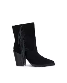 Женские кожаные ботильоны с бахромой Alma en Pena, черный