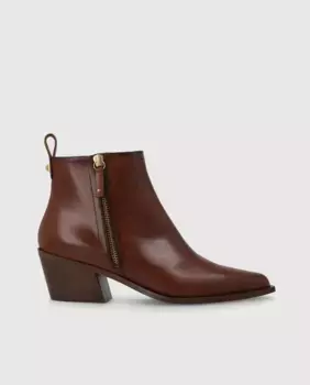 Женские кожаные ботильоны с декором на молнии Lodi, коричневый