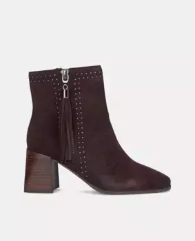 Женские кожаные ботильоны с кисточками Alma en Pena, темно-коричневый