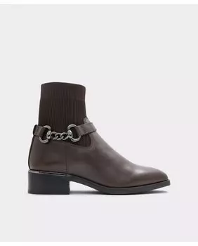 Женские кожаные ботильоны с круглым носком Aldo, коричневый