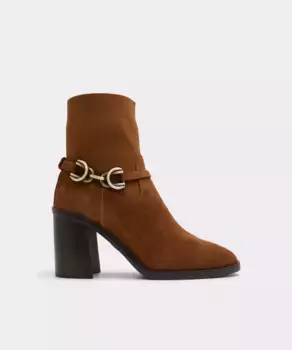 Женские кожаные ботильоны с круглым носком Aldo, коричневый
