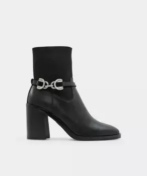 Женские кожаные ботильоны с круглым носком Aldo, черный