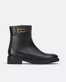 Женские кожаные ботильоны с круглым носком Unisa, черный