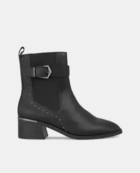 Женские кожаные ботильоны с круглым носком Alma en Pena, черный