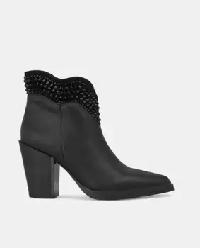 Женские кожаные ботильоны с круглым носком Alma en Pena, черный