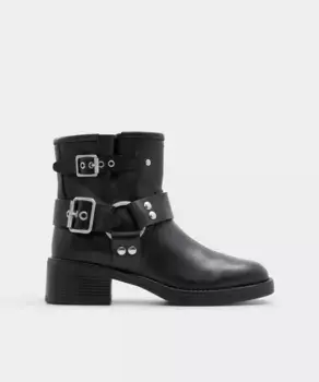 Женские кожаные ботильоны с круглым носком Aldo, черный