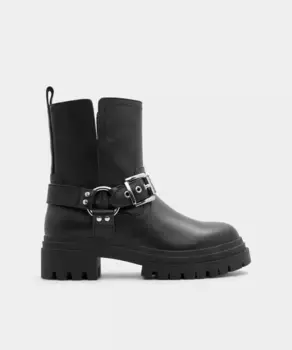 Женские кожаные ботильоны с круглым носком Aldo, черный