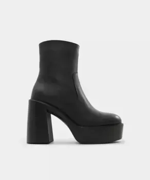 Женские кожаные ботильоны с круглым носком Aldo, черный