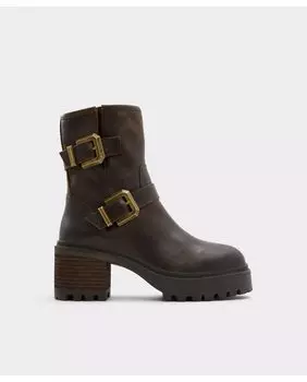 Женские кожаные ботильоны с круглым носком Aldo, коричневый