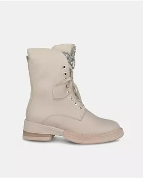 Женские кожаные ботильоны с круглым носком Alma en Pena, светло-серый