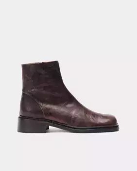 Женские кожаные ботильоны с металлизированной отделкой Naguisa, коричневый