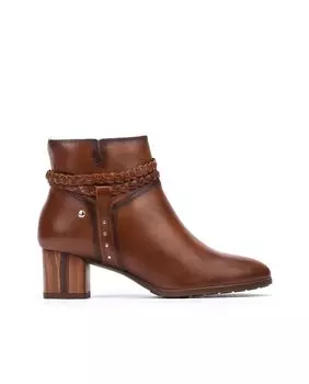 Женские кожаные ботильоны с молнией и кожаными деталями Pikolinos, коричневый