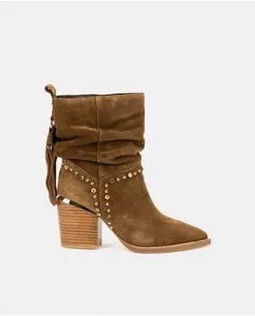 Женские кожаные ботильоны с мятым голенищем Alma en Pena, коричневый