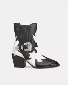 Женские кожаные ботильоны с низким вырезом, острым носком и блочным каблуком Alma en Pena, черный