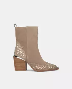 Женские кожаные ботильоны с острым носком Alma en Pena, бежевый