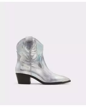 Женские кожаные ботильоны с острым носком Aldo, серебро