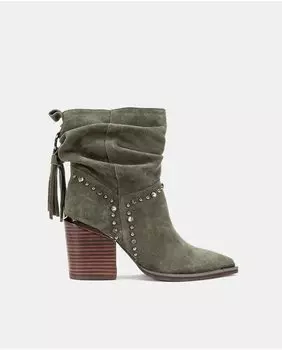 Женские кожаные ботильоны с острым носком Alma en Pena, зеленый