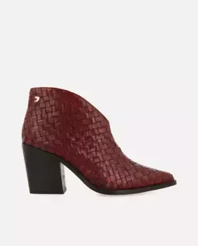 Женские кожаные ботильоны с плетением ручной работы и каблуком Gioseppo, бордовый