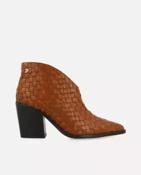 Женские кожаные ботильоны с плетением ручной работы и каблуком Gioseppo, коричневый