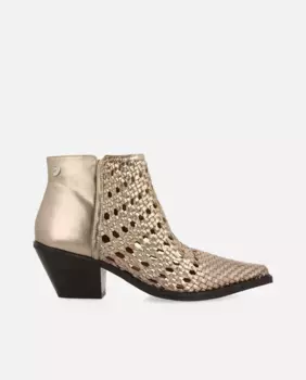 Женские кожаные ботильоны с плетением ручной работы и каблуком Gioseppo, серебрянный