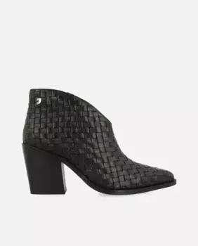 Женские кожаные ботильоны с плетением ручной работы и каблуком Gioseppo, черный