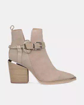 Женские кожаные ботильоны с пряжкой из стразов Alma en Pena, бежевый