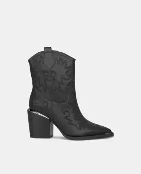 Женские кожаные ботильоны с вышивкой Alma en Pena, черный