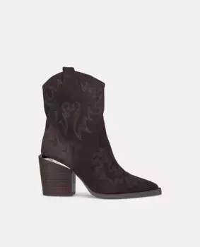 Женские кожаные ботильоны с вышивкой Alma en Pena, темно-коричневый