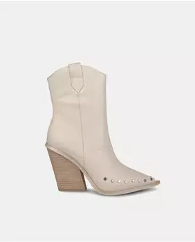 Женские кожаные ботильоны с заклепками Alma en Pena, светло-серый